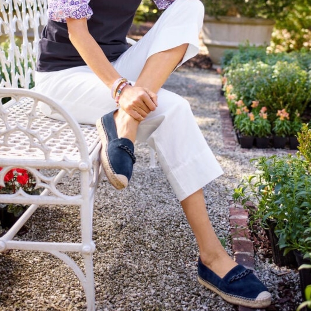 TALBOTS Hadley Chain Suede Platform Espadrilles- MINT!